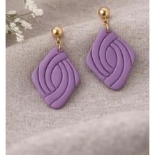 EPAksesuar Mor Geometrik Polimer Kil Küpe – El Yapımı Hafif Tasarım Küpe