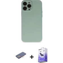 BUTİMAR'S iPhone 13 Pro Max Ahenk Serisi - Siyah Bilvis 5in1 5d Magic Hayalet Cam Ekran Koruyucu + Pembe Renkli Kamera Lens Koruma Cam