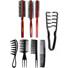 Layes Professional 3’lü Erkek Tarama Fön Fırça Serisi + 5'li Şekillendirici Tarak