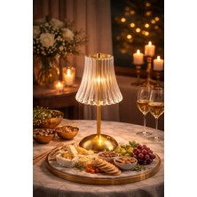 Gülümseten Avm Şarjlı Kablosuz LED Masa Lambası Gold Dokunmatik Abajur Loş Ortam Aydınlatma Gece Lambası - Altın- Altın- Tek Ebat