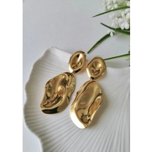 Halley Concept Akış Form Sallantılı Gold Çelik Küpe