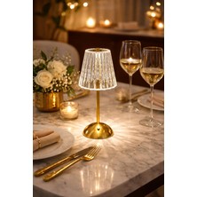 Gülümseten Avm Şarjlı Kablosuz LED Masa Lambası Gold Dokunmatik Abajur Loş Ortam Aydınlatma Gece Lambası - Altın- Altın- Tek Ebat