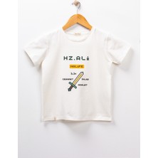 Dekim Moda Erkek Çocuk Kısa Kollu Bisiklet Yaka "hz Ali" Baskılı Tişört Mevsimlik Pamuklu