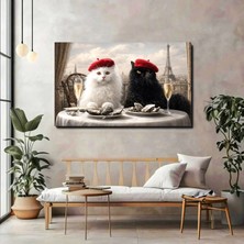 Artprinta Paris Temalı Bereli Kediler Kanvas Tablo
