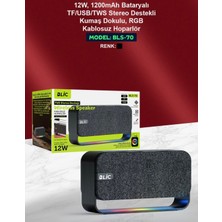 Azurtech Bls-70 Bluetooth Hoparlör 12W – Kumaş Dokulu – Rgb Işıklı – Tws Stereo – Usb/tf Destekli Kablosuz Speaker