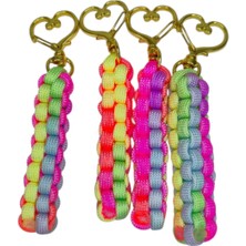 Moonparacord Kalp Karabina Anahtarlık Gökkuşağı Renk 1 Adet