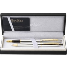 Kitabevimden Scrikss Takım Kalem Dolma+Tükenmez Gold Krom 35