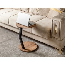 Tekerlekli C Sehpa Koltuk Sehpası Yan Sehpa Zigon Sehpa Servis Sehpası-Cevizçam