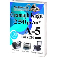 Artlantis A5 Gramajlı Fotokopi Kağıdı 100 Adet 250 gr Sertifika Kağıdı Kalın Kağıt Baskı Tüm Yazıcılara Uyumlu 14.8X21CM Ofis Büro