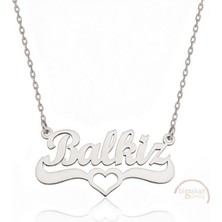 Bigakan 925 Ayar Gümüş Kalpli Balkiz Isimli Kolye - Kalp Desenli