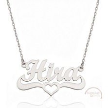 Bigakan 925 Ayar Gümüş Kalpli Hira Isimli Kolye - Kalp Desenli