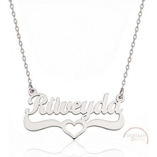 Bigakan 925 Ayar Gümüş Kalpli Rüveyda Isimli Kolye - Kalp Desenli