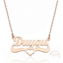 Bigakan 925 Ayar Gümüş Rose Altın Kaplama Kalpli Duygu Isimli Kolye - Kalp Desenli