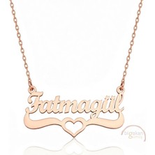 Bigakan 925 Ayar Gümüş Rose Altın Kaplama Kalpli Fatmagül Isimli Kolye - Kalp Desenli