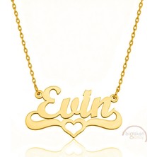 Bigakan 925 Ayar Gümüş Altın Kaplama Kalpli Evin Isimli Kolye - Kalp Desenli