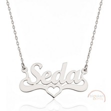 Bigakan 925 Ayar Gümüş Kalpli Seda Isimli Kolye - Kalp Desenli