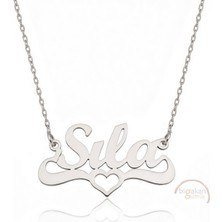 Bigakan 925 Ayar Gümüş Kalpli Sıla Isimli Kolye - Kalp Desenli