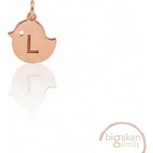 Bigakan L Harfli Sevimli Civciv Kolye Ucu 925 Ayar Minimal Tasarım Rose Kaplama