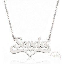 Bigakan 925 Ayar Gümüş Kalpli Sevda Isimli Kolye - Kalp Desenli