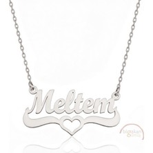 Bigakan 925 Ayar Gümüş Kalpli Meltem Isimli Kolye - Kalp Desenli