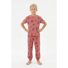 Isobel Isob Iş Makineleri Desenli %100 Pamuk Erkek Çocuk Pijama Takımı 3-12 Yaş 10104-30104