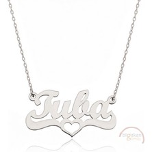 Bigakan 925 Ayar Gümüş Kalpli Tuba Isimli Kolye - Kalp Desenli