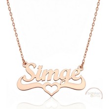 Bigakan 925 Ayar Gümüş Rose Altın Kaplama Kalpli Simge Isimli Kolye - Kalp Desenli