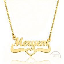 Bigakan 925 Ayar Gümüş Altın Kaplama Kalpli Meryem Isimli Kolye - Kalp Desenli