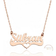 Bigakan 925 Ayar Gümüş Rose Altın Kaplama Kalpli Şükran Isimli Kolye - Kalp Desenli