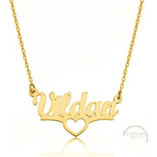 Bigakan 925 Ayar Gümüş Altın Kaplama Kalpli Vildan Isimli Kolye - Kalp Desenli