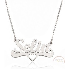 Bigakan 925 Ayar Gümüş Kalpli Selin Isimli Kolye - Kalp Desenli