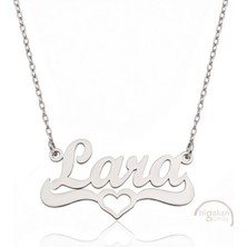 Bigakan 925 Ayar Gümüş Kalpli Lara Isimli Kolye - Kalp Desenli