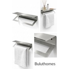 Buluthomes Raflı Havlu Askılığı Paslanmaz Çelik Yapışkanlı Vidalı Banyo Raflı Havluluk