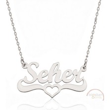 Bigakan 925 Ayar Gümüş Kalpli Seher Isimli Kolye - Kalp Desenli