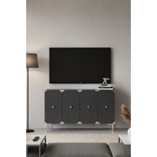 Ceneyra KA1297AS ALFA120 Konsol, Kahve Köşesi ve Tv Sehpası, Çok Amaçlı Dolap 120CM Antrasit-Silver