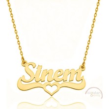 Bigakan 925 Ayar Gümüş Altın Kaplama Kalpli Sinem Isimli Kolye - Kalp Desenli