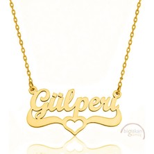 Bigakan 925 Ayar Gümüş Altın Kaplama Kalpli Gülperi Isimli Kolye - Kalp Desenli