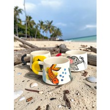 Artistic Quality Dekoratif Hayvan Figürlü Çay ve Kahve Fincan Seti - Kupa 3 Adet