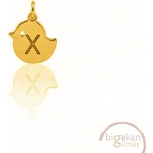 Bigakan x Harfli Sevimli Civciv Kolye Ucu 925 Ayar Minimal Tasarım Altın Kaplama