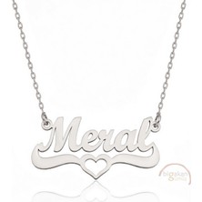 Bigakan 925 Ayar Gümüş Kalpli Meral Isimli Kolye - Kalp Desenli