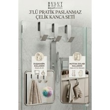 Buluthomes 3 Adet Paslanmaz Çelik Duşakabin Askısı ve Mutfak Dolabı Üstü Kanca Askılık