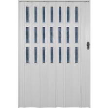 Penguen Akordiyon Kapı Beyaz Renk 3 Sıra Camlı 12 mm - En 132 cm * Boy 192 cm