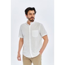 Süvari Cotton Regular Erkek Kısa Kol Gömlek SGM2017700010 Beyaz