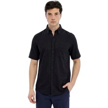 Süvari Cotton Regular Erkek Kısa Kol Gömlek SGM2017700010 Siyah