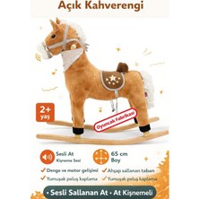 Oyuncak Fabrikası Sallanan At Peluş Sesli Müzikli Açık Kahverengi Fular’lı 65 cm