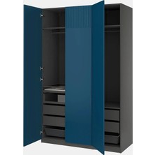 IKEA Koyu Gri Geniş Kapaklı Gardırop 150X60X236 cm