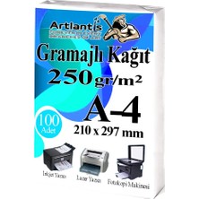 Artlantis A4 Gramajlı Fotokopi Kağıdı 100 Adet 250 gr Sertifika Kağıdı Kalın Kağıt Baskı Tüm Yazıcılara Uyumlu 21X29.7CM Ofis Büro