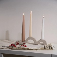 Lethe Studio Design Dalga Formlu 3’lü Beton Şamdan Mumluk, Minimalist Dekoratif Masa Üstü Mumluk