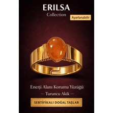 Erilsa Sertifikalı Turuncu Akik Doğal Taş Yüzük – Enerji Alanı Koruma Ayarlanabilir