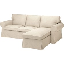 IKEA Bej Modern Kanepe - Uzanma Koltuklu 3'lü Kanepe